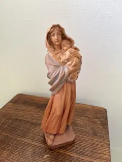 「売約済」聖母マリア像 Wood Carving by ANRI Italy ANRI Vintage ASSUMPTION Mary Madonna Cherubs Angels Wood