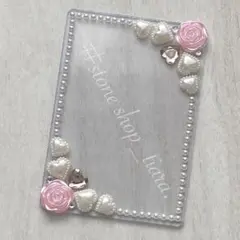 B8【薔薇＊ハート＊ビジュー＊パール】硬質ケース♡デコ♡ピンク・ホワイト系