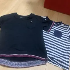 黒ポケット付きTシャツとストライプTシャツセット