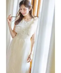 toccocloset ウエストシャーリングチュールフリルプリーツワンピース