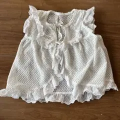 ホワイト フリル ノースリーブ シャツ　90 半袖