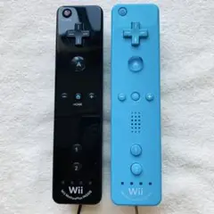 Wiiリモコン 黒と青の2色セット　ストラップ　リモコンカバー付き