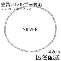チェーンネックレス ステンレス シルバー 42cm レディース 韓国 メンズ