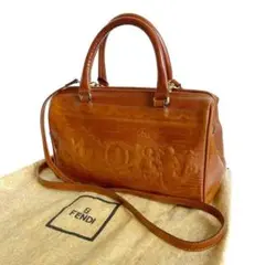 【美品 希少】FENDI フェンディ ミニ ボストンバッグ ブラウン レザー