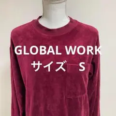 GLOBAL WORKバーガンディ ポケット付き 長袖 トップス(0532)
