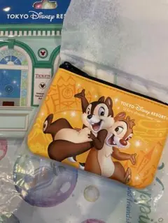 ディズニーリゾート　パークチケット柄　ポーチ　チップ＆デール