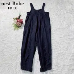 美品✨ネストローブ リネン タック サロペット インディゴ ネイビー フリー
