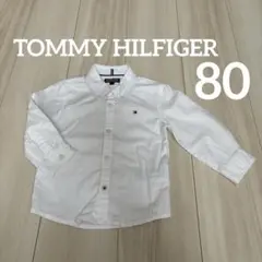 美品【TOMMY HILFIGER】ホワイトボタンダウンシャツ 80サイズトミー