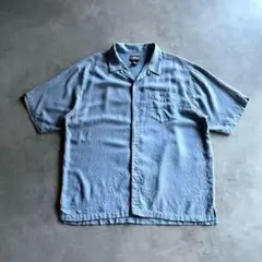 90s USA label レーヨン チェック オープンカラーシャツ 短丈 開襟