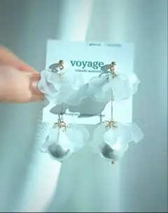 【再販】フラワー パール ピアス イヤリング ブライダル 花びら ハンドメイド