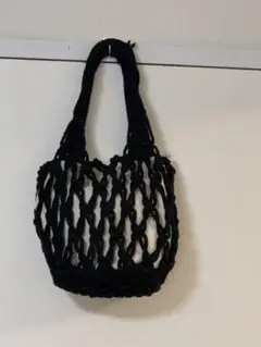 編みバック　黒　中袋付き
