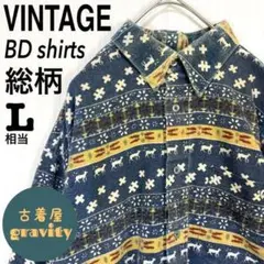 JEAN LEGALLI☆エスニックシャツ コットンシャツ 総柄 民族柄
