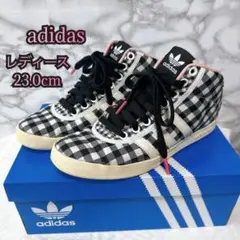 702 アディダス adidas チェック柄 ハイカットスニーカー 23.0cm