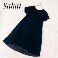sacai 異素材ドッキング Tシャツワンピース チュール切替
