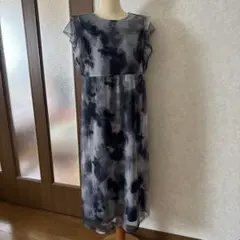 未使用品　ＬＥＰＳＩＭ　水彩模様 フレアスリーブ ロングドレス