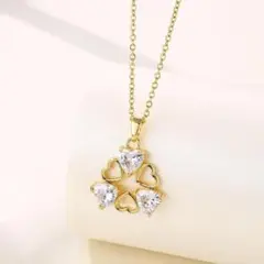 新品 ハート ネックレス ゴールド クリスタル ダイヤ風 エレガント 可愛い♡