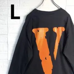 【バックプリント】 VLONE オーバーサイズ ロンT オレンジ V Lサイズ