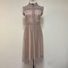 薄紫 レース ノースリーブ ワンピース
