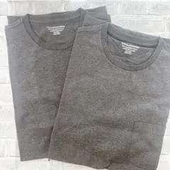 そ　メンズ　Tシャツ グレー　Lサイズ　半袖　2枚組　丸首　コットン 60%