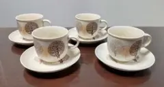東洋陶器 TOTO カップ&ソーサー 4客セット 小さめ ナチュラル