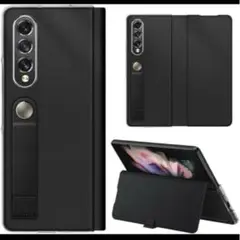 Samsung Galaxy z fold3ケース 超薄 PUレザー 手帳型 黒