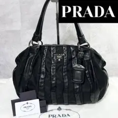 【希少極美品✨】PRADA ハンドバッグ クリムソン テスート×ナッパ ブラック