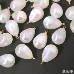 c4332【月光の雫】パールチャーム ホワイトオーロラ 6個【宇宙素材】