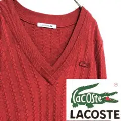 LACOSTE ラコステ コットン セーター Vネック ワニ刺繍 リブ編み
