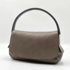 【極美品】 HIROFU ヒロフ ペルーシェ ハンドバッグ シボ革 グレージュ