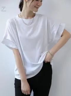 kayiyasu 白Tシャツ 無地 クルーネック Tシャツ 半袖 ドルマン