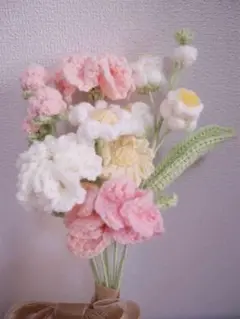 枯れない花束　毛糸の花　ブーケ　かぎ編み　あみぐるみ　プレゼント