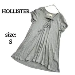 ホリスター HOLLISTER チュニック S レースアップ グレー リボン