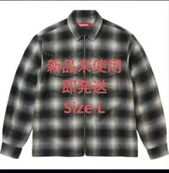 Studded Shadow Plaid Zip Up Shirt