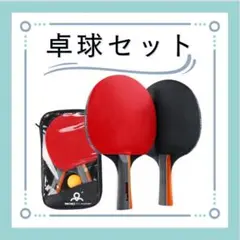 020D24 卓球 ラケット ボール 2本 初心者 ペア ケース 赤 黒 袋