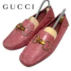GUCCI グッチ 36 1/2 バンブー ホースビットローファー シマ ピンク