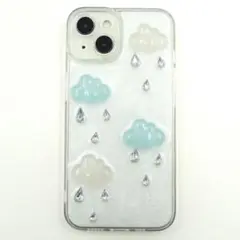 iPhone15 ケース スマホケース 雨雲 デコレーションケース ３D
