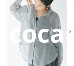 【coca】　コカ　ポリエステルボイルシャツ　ストライプ　Sサイズ