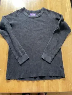 定番　ノースフェイス パープル クルーネックサーマル 黒 S