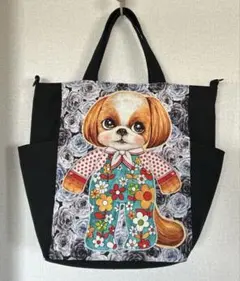 コヤンイサムチョン　シーズーちゃん 両サイドポケットトートバッグ②