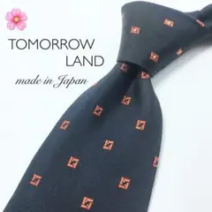 【大特価】TOMORROWLAND 小紋柄 四角 ネイビー 紺 オレンジ