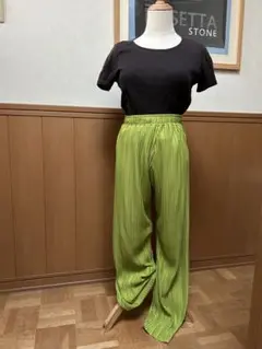 【超美品‼️プリーツスタイル‼️パンツ‼️】グリーン‼️Lサイズ‼️