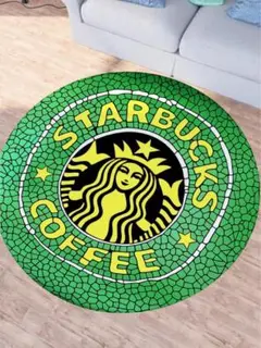 ★大人気★スタバ・ラウンドカーペット★グリーン 直径80cm