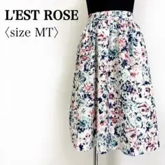 L’est Rose 日本製 花柄 フレアスカート MTサイズ