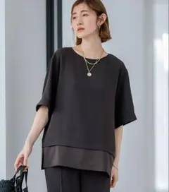 23区 【洗える】ストレッチジョーゼット ラウンドネック カットソー 24SS