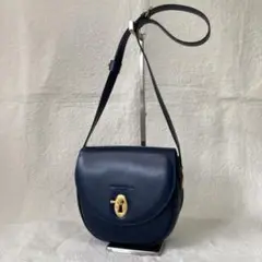 ジャンフランコロッティ　カーフレザー　ショルダーバッグ　ネイビー　ターンロック
