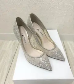 【美品】ダイアナ　キラキラグリッター　パンプス　結婚式パンプス　ブライダル