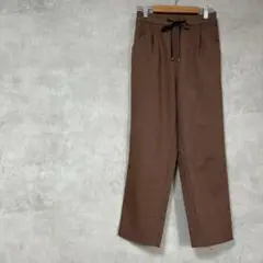 スリークォーター　日本製　ストレートパンツ　千鳥柄　茶　黒　ボトムス　スラックス