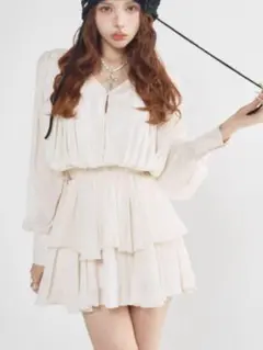 darich フラッフィーフリル ミニ ワンピース アイボリー
