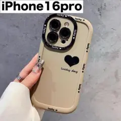 iPhone16pro ケース 保護 ハート スマホ カバー ラッキー 茶色