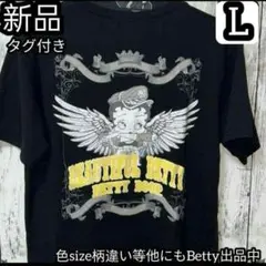 バイカー バイクベティ・ブープ Betty Boop Tシャツ 天使 ブラック